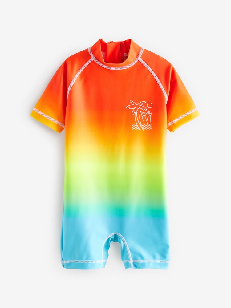 Rainbow Dip Dye Sunsafe All-In-One Swimsuit (3mths-7yrs) - Size 3-6 Months (62-68cm)