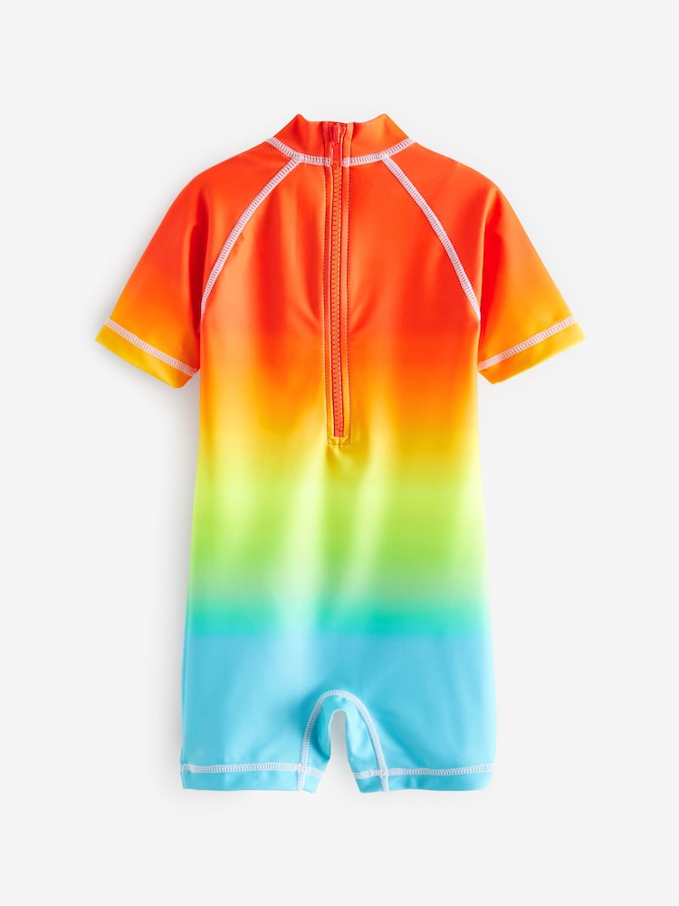 Rainbow Dip Dye Sunsafe All-In-One Swimsuit (3mths-7yrs) - Size 3-6 Months (62-68cm)