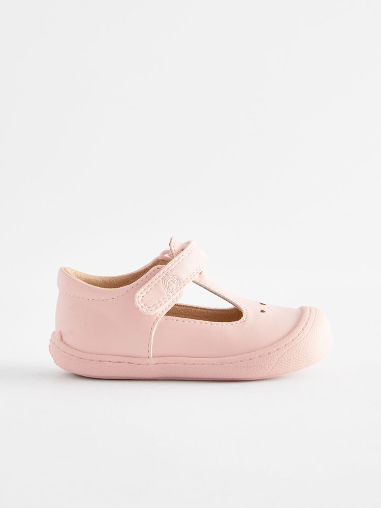 Pink Wide Fit (G) Crawler T-Bar Shoes