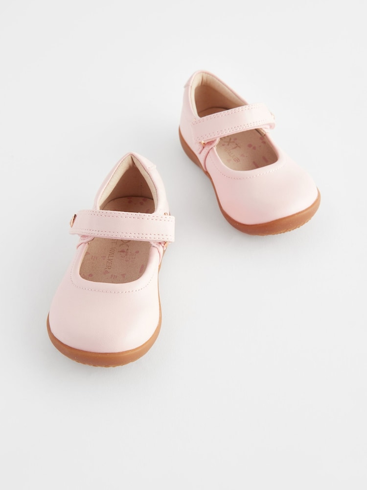 Pink Wide Fit (G) First Walker Mary Jane Shoes - Pink / EU 18.5 (UK 2.5)