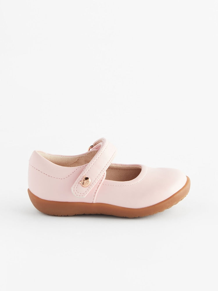 Pink Wide Fit (G) First Walker Mary Jane Shoes