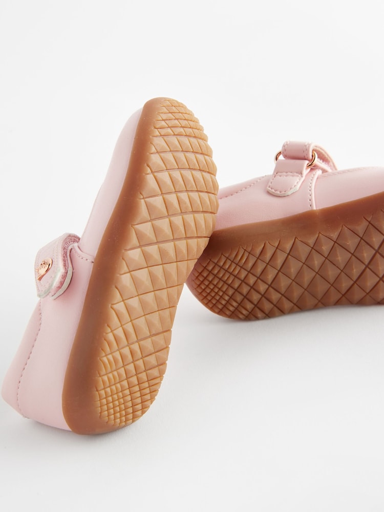 Pink Wide Fit (G) First Walker Mary Jane Shoes