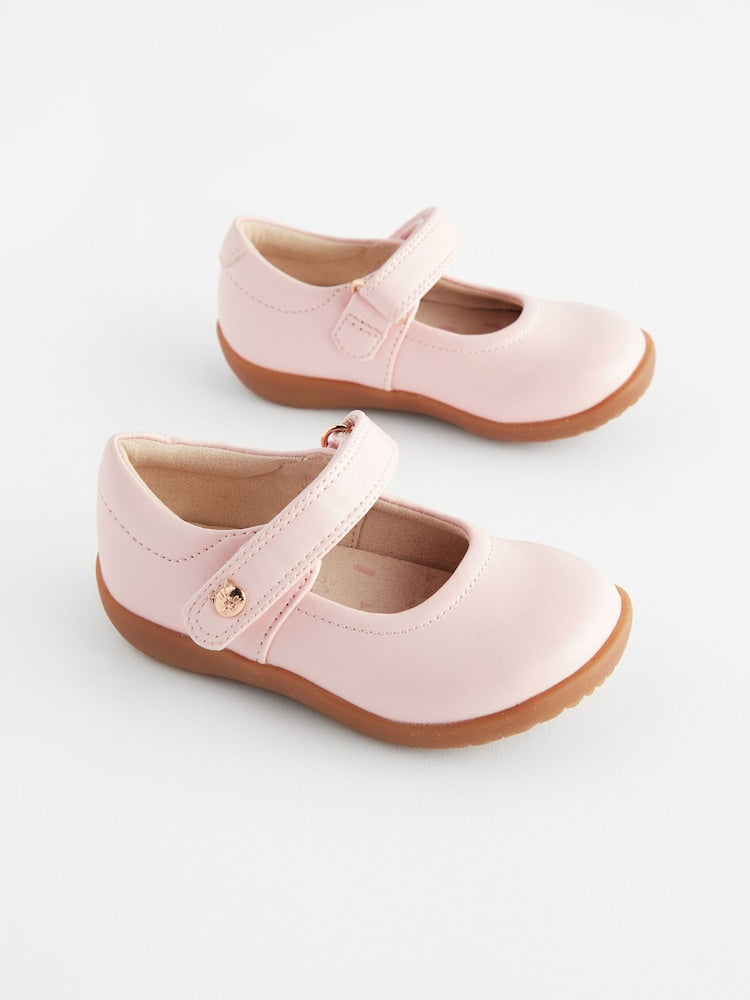 Pink Wide Fit (G) First Walker Mary Jane Shoes