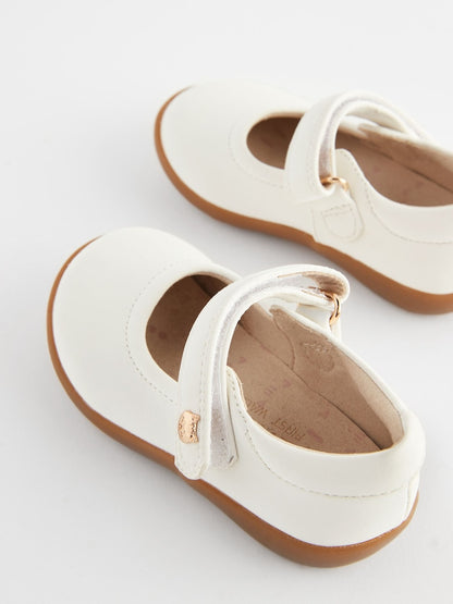 White Wide Fit (G) First Walker Mary Jane Shoes
