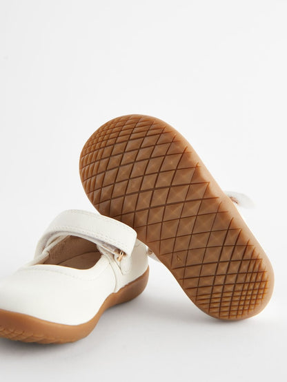 White Wide Fit (G) First Walker Mary Jane Shoes