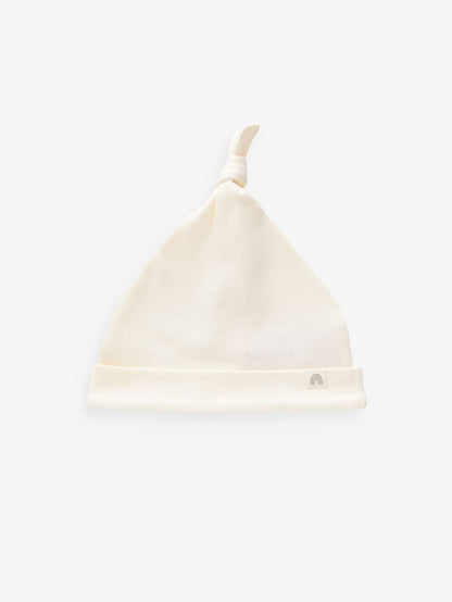 Cream 100% Cotton Tie Top Baby Hats 3 Pack (0-12mths) - Size 44cm (5lb)