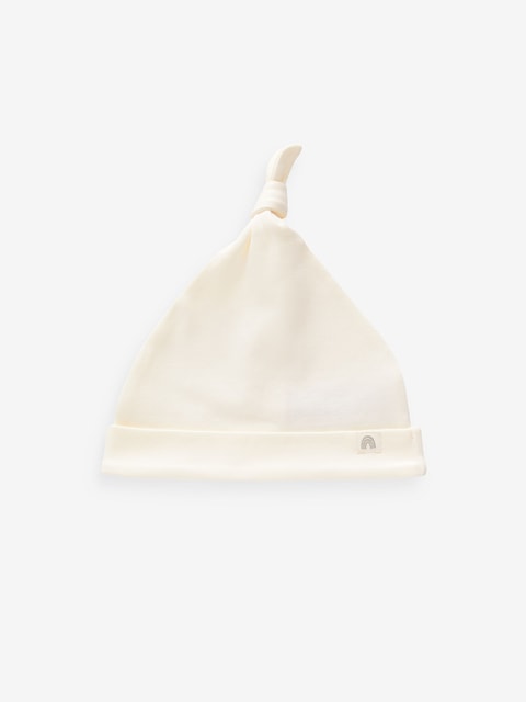 Cream 100% Cotton Tie Top Baby Hats 3 Pack (0-12mths) - Size 44cm (5lb)
