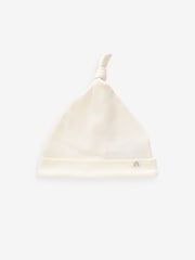 Cream 100% Cotton Tie Top Baby Hats 3 Pack (0-12mths) - Size 44cm (5lb)