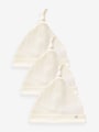 Cream 100% Cotton Tie Top Baby Hats 3 Pack (0-12mths) - Size 44cm (5lb)