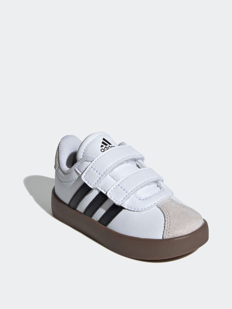 adidas White/Black VL Court 3.0 Hook and Loop Infant Trainers