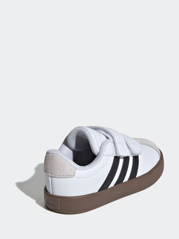 adidas White/Black VL Court 3.0 Hook and Loop Infant Trainers