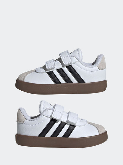adidas White/Black VL Court 3.0 Hook and Loop Infant Trainers