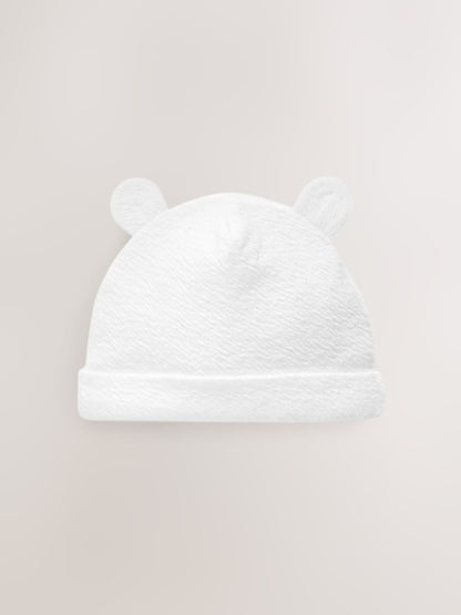 White Beanie Jersey Baby Hats 3 Pack (0-12mths) - Size 44cm (5lb)