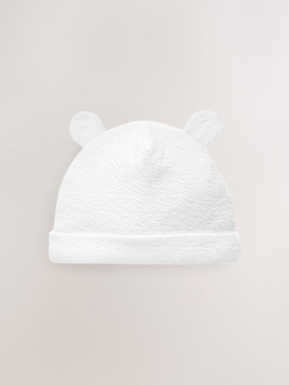 White Beanie Jersey Baby Hats 3 Pack (0-12mths) - Size 44cm (5lb)