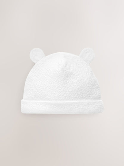 White Beanie Jersey Baby Hats 3 Pack (0-12mths) - Size 44cm (5lb)