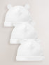 White Beanie Jersey Baby Hats 3 Pack (0-12mths) - Size 44cm (5lb) - Default 1