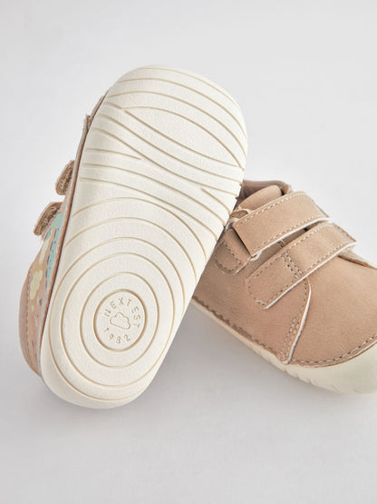 Neutral Dinosaur Scene Wide Fit (G) Crawler Shoes