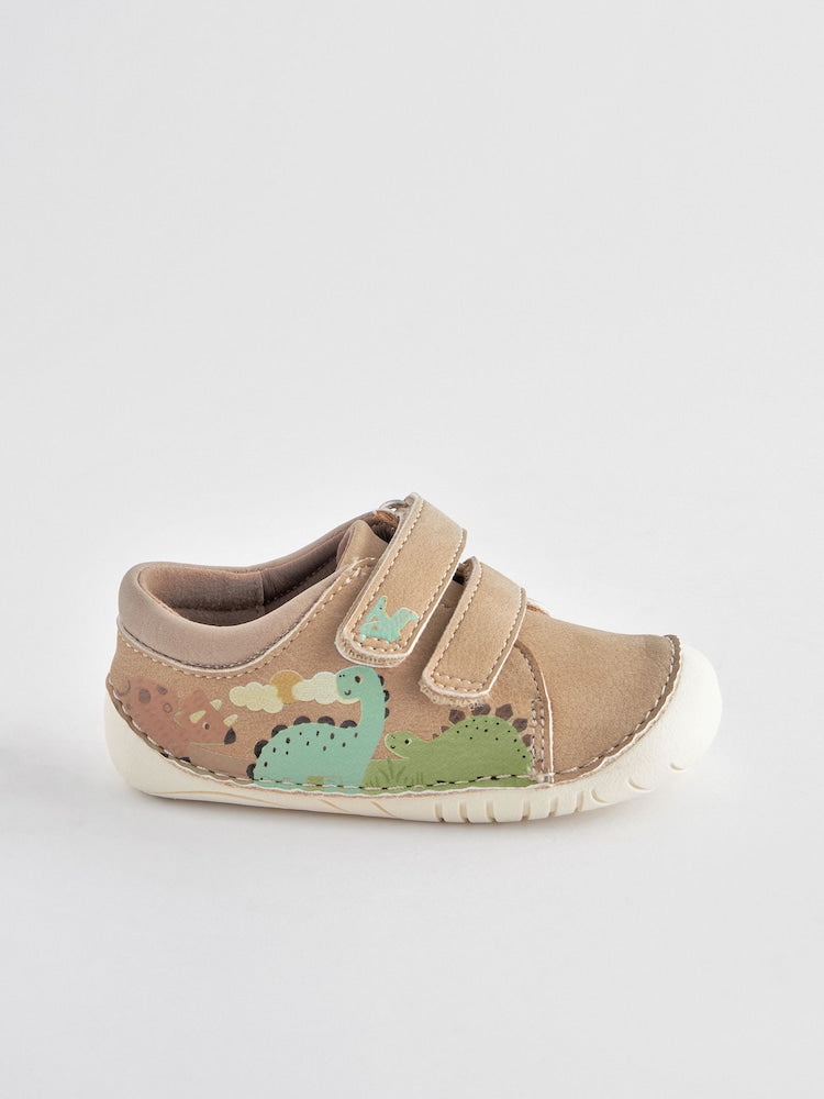 Neutral Dinosaur Scene Standard Fit (F) Crawler Shoes