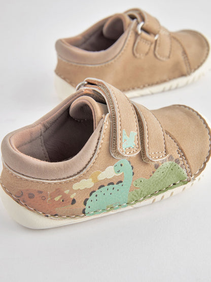 Neutral Dinosaur Scene Standard Fit (F) Crawler Shoes
