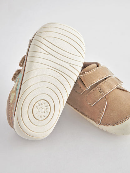 Neutral Dinosaur Scene Standard Fit (F) Crawler Shoes