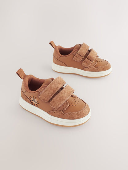 Tan Brown Standard Fit (F) Baby Touch Fastening Leather First Walker Shoes - EU 23.5 (UK 6.5)