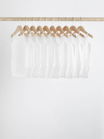 White 10 Pack Baby Strappy Bodysuits