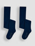 JoJo Maman Bébé Navy Blue 2-Pack Cotton Rich Tights - Size Up To 6 Months (50 - 68cm)