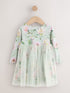 Green Long Sleeve Ribbed Mesh Dress (3mths-7yrs)