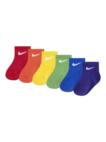Nike Multi Infant Swoosh Ankle Socks 6 Pack - Size 6-12 Months (68-80cm) - Multi