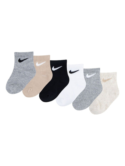 Nike Grey/Black Infant Swoosh Ankle Socks 6 Pack - Size 6-12 Months (68-80cm) - Grey/Black
