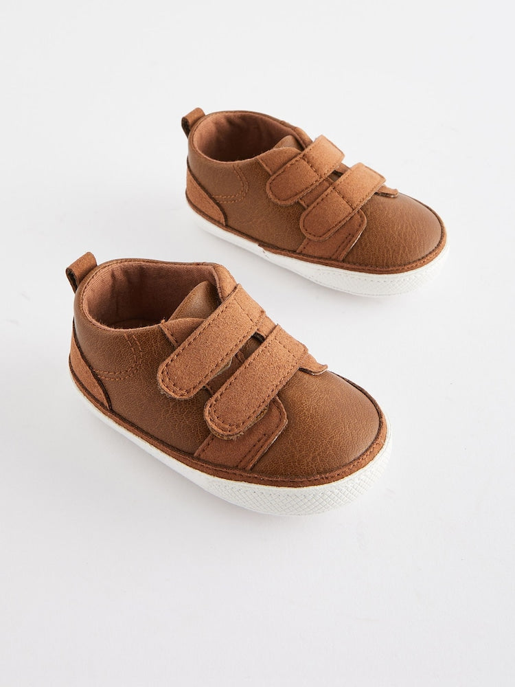 Tan Brown Touch Fastening Baby Trainers (0-2mths) - Up To 3 Months (50 - 62cm)