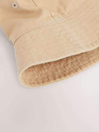 Stone Cotton Canvas Bucket Hat (3mths-16yrs) - Size 3-9 Months (62-74cm)
