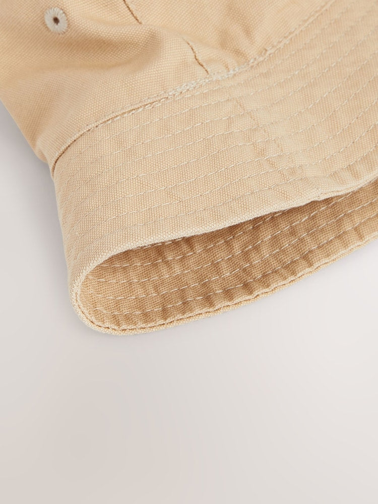 Stone Cotton Canvas Bucket Hat (3mths-16yrs) - Size 3-9 Months (62-74cm)
