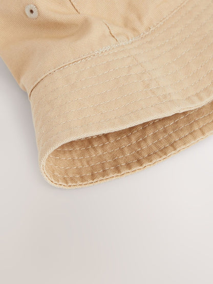 Stone Cotton Canvas Bucket Hat (3mths-16yrs) - Size 3-9 Months (62-74cm)