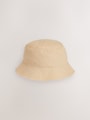 Stone Cotton Canvas Bucket Hat (3mths-16yrs) - Size 3-9 Months (62-74cm)