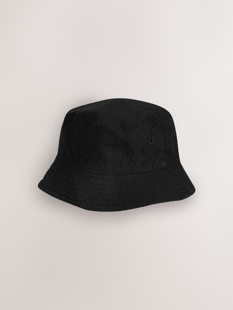 Black Cotton Canvas Bucket Hat (3mths-16yrs)