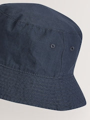 Navy Blue Cotton Canvas Bucket Hat (3mths-16yrs) - Size 3-9 Months (62-74cm)