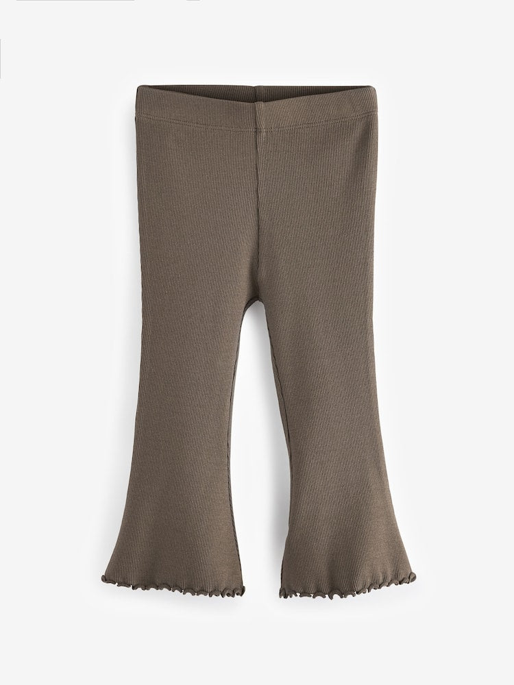 Khaki Green Rib Flare Leggings (3mths-7yrs) - Size 3-6 Months (62-68cm) - Khaki Green Rib Flare