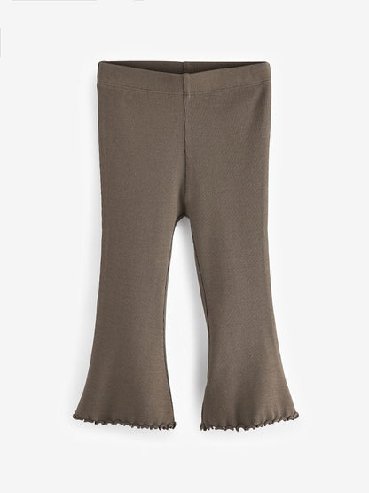Khaki Green Rib Flare Leggings (3mths-7yrs) - Size 3-6 Months (62-68cm) - Khaki Green Rib Flare