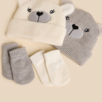 Pack of 2 - Bear Patterned Beanie