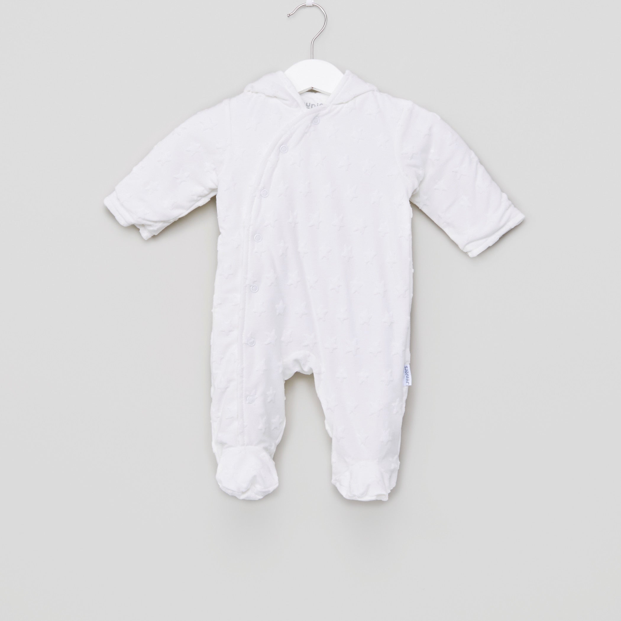 Juniors Hooded Closed Feet Sleepsuit - White / 12-18 mths