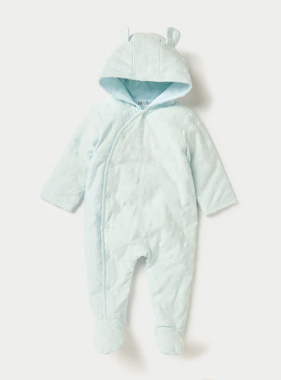 Juniors Star Textured Hooded Sleepsuit with Closed Feet and Button Closure-baby-girls-clothing-nightwear-sleepsuits-image-1