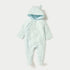 Juniors Star Textured Hooded Sleepsuit with Closed Feet and Button Closure - Blue / 9-12 mths