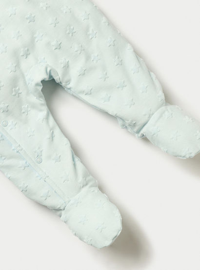 Juniors Star Textured Hooded Sleepsuit with Closed Feet and Button Closure-baby-girls-clothing-nightwear-sleepsuits-image-3