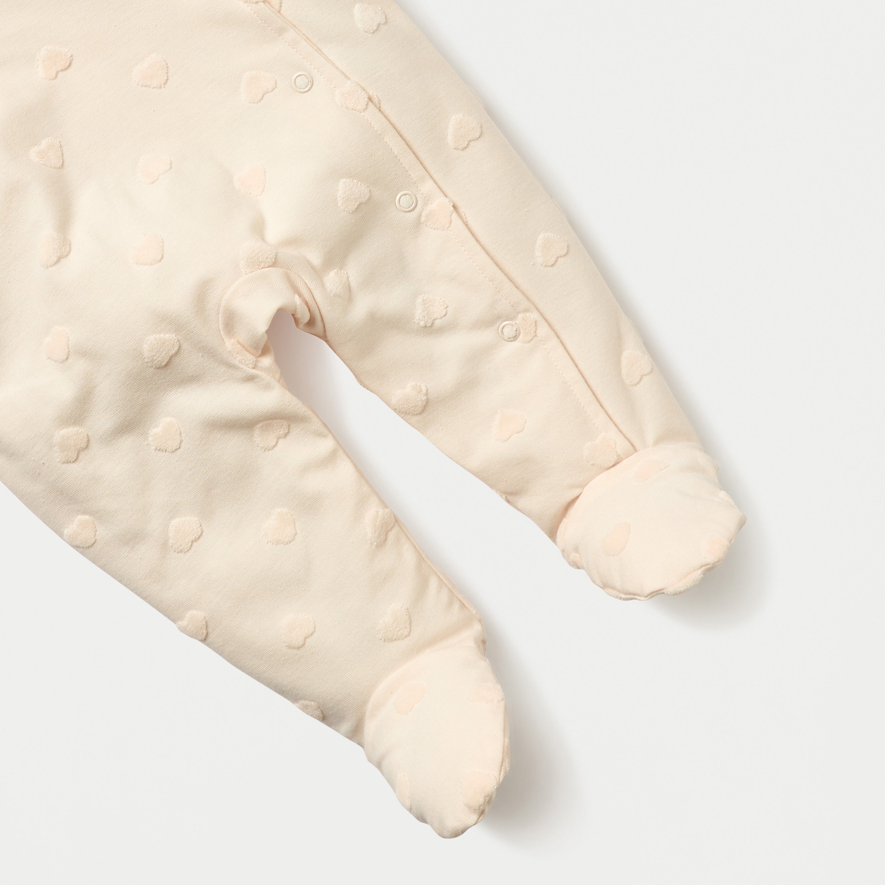 Juniors All-Over Heart Textured Hooded Sleepsuit with Snap Button Closure