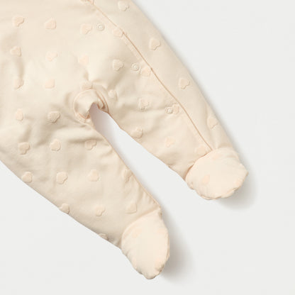 Juniors All-Over Heart Textured Hooded Sleepsuit with Snap Button Closure