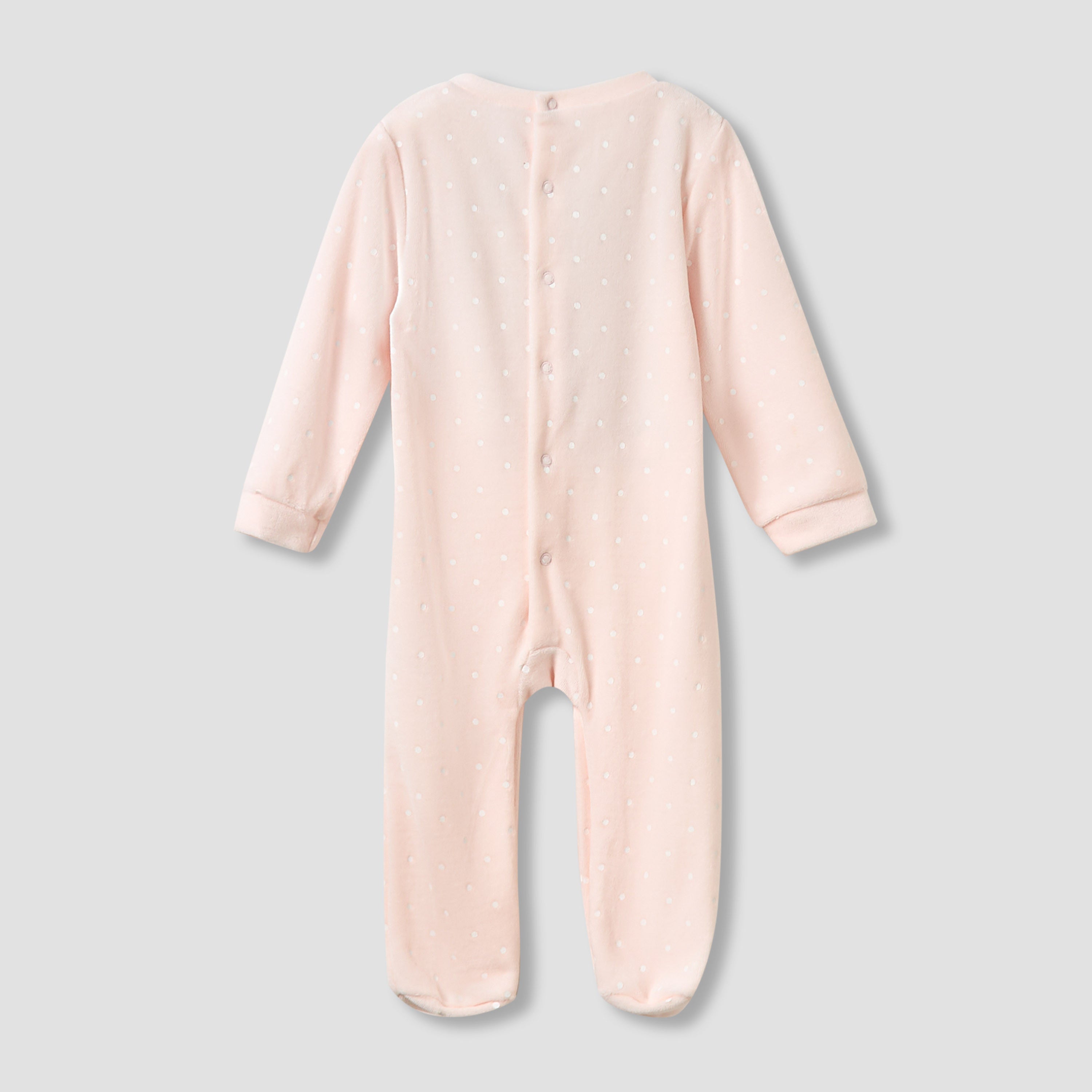 Disney Crew Neck Sleepsuit with Minnie Mouse Print and Cap - Long Sleeves