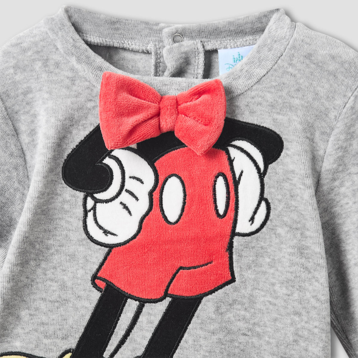 Disney Crew Neck Sleepsuit with Mickey Mouse Print and Cap - Long Sleeves
