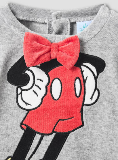 Disney Crew Neck Sleepsuit with Mickey Mouse Print and Cap - Long Sleeves-baby-boys-clothing-nightwear-sleepsuits-image-4