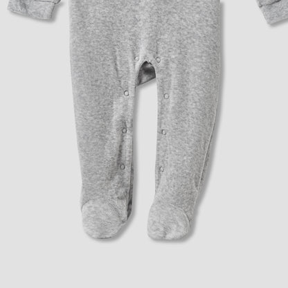 Disney Crew Neck Sleepsuit with Mickey Mouse Print and Cap - Long Sleeves